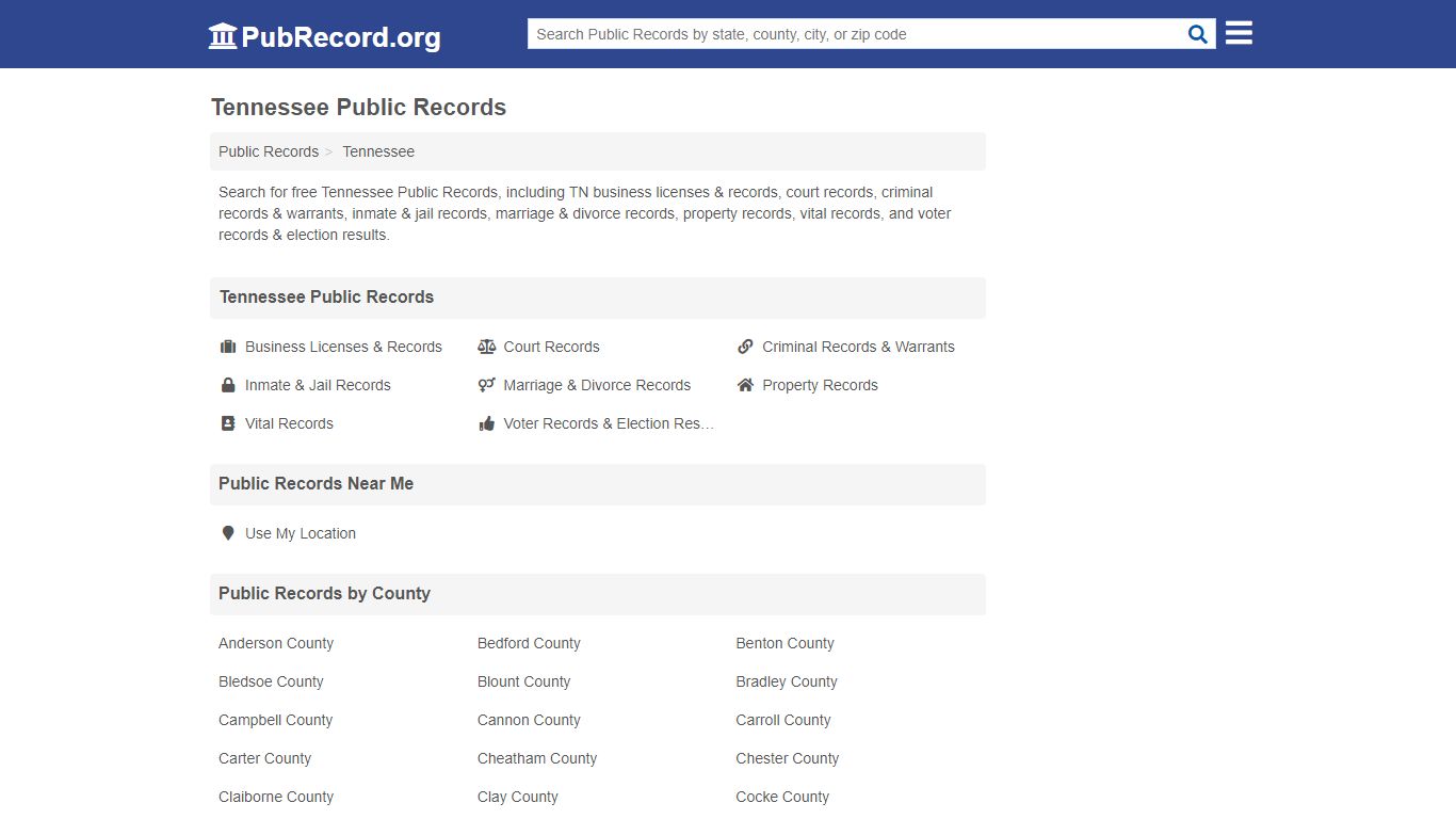 Free Tennessee Public Records - PubRecord.org