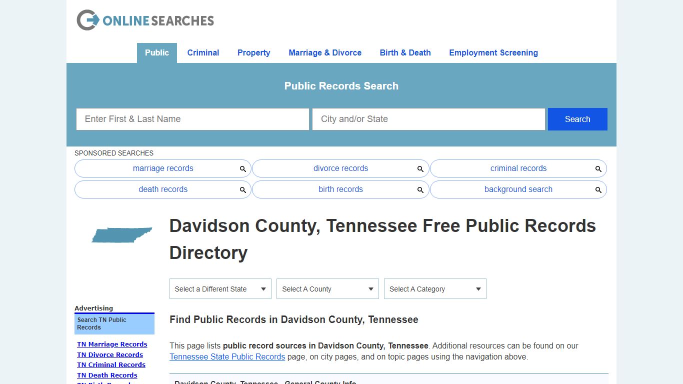 Davidson County, Tennessee Free Public Records Directory